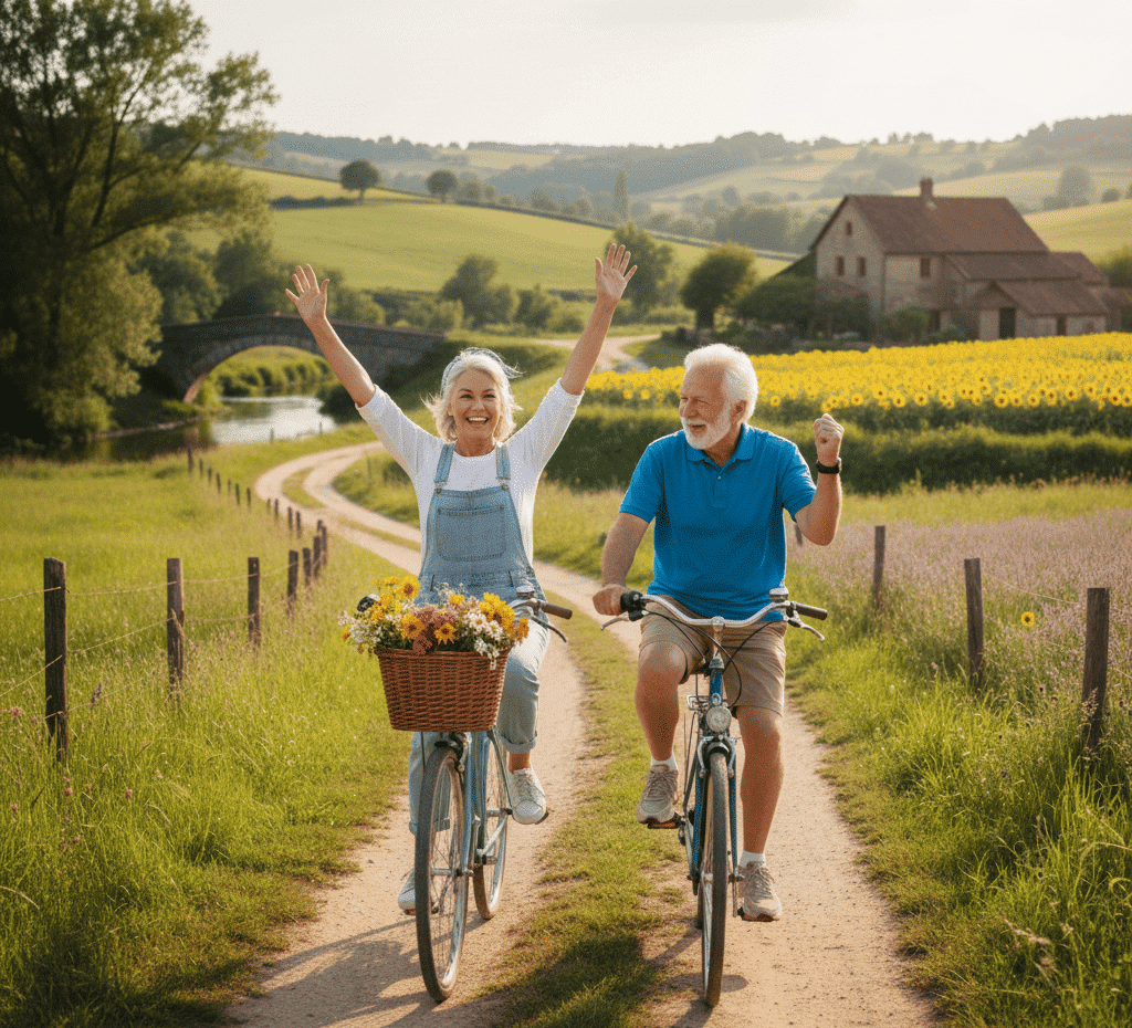Couple senior profitant de sa retraite grâce au prêt viager hypothécaire